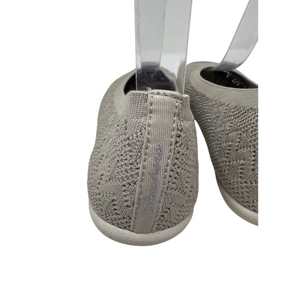 Skechers Cleo Sport Womens Knit Ballet Flats - Taupe Gray Slip-On Shoes Size 7 - Picture 4 of 12